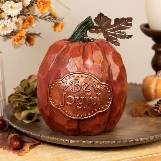 8" Be Joyful Pumpkin Tabletop Décor Set